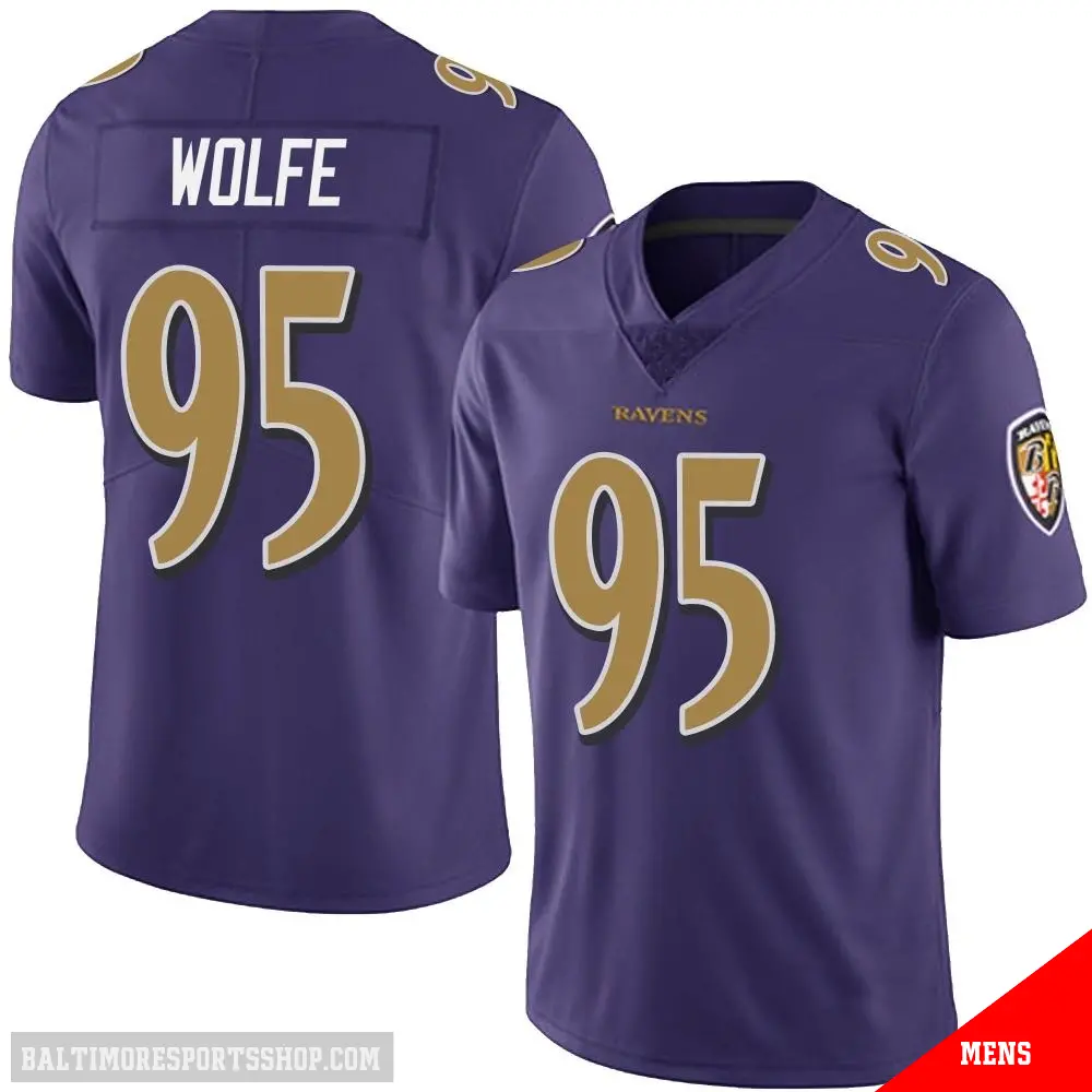 ＃95 Men's Derek Wolfe Purple Limited Baltimore Ravens Team Color Vapor Untouchable Jersey