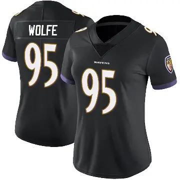＃95 Women's Derek Wolfe Black Limited Baltimore Ravens Alternate Vapor Untouchable Jersey