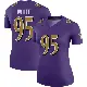 ＃95 Women's Derek Wolfe Purple Legend Baltimore Ravens Color Rush Jersey