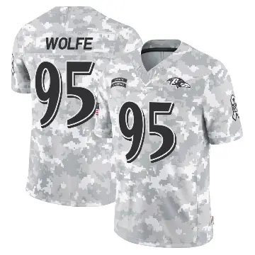 ＃95 Youth Derek Wolfe Arctic Camo Limited Baltimore Ravens 2024 Salute to Service Jersey