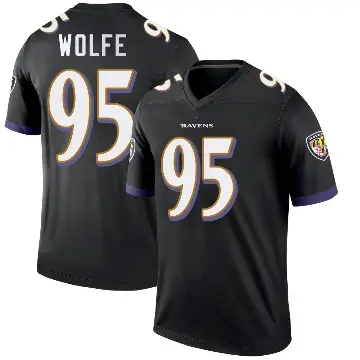 ＃95 Youth Derek Wolfe Black Legend Baltimore Ravens Jersey