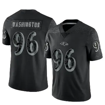 ＃96 Men's Broderick Washington Black Limited Baltimore Ravens Reflective Jersey