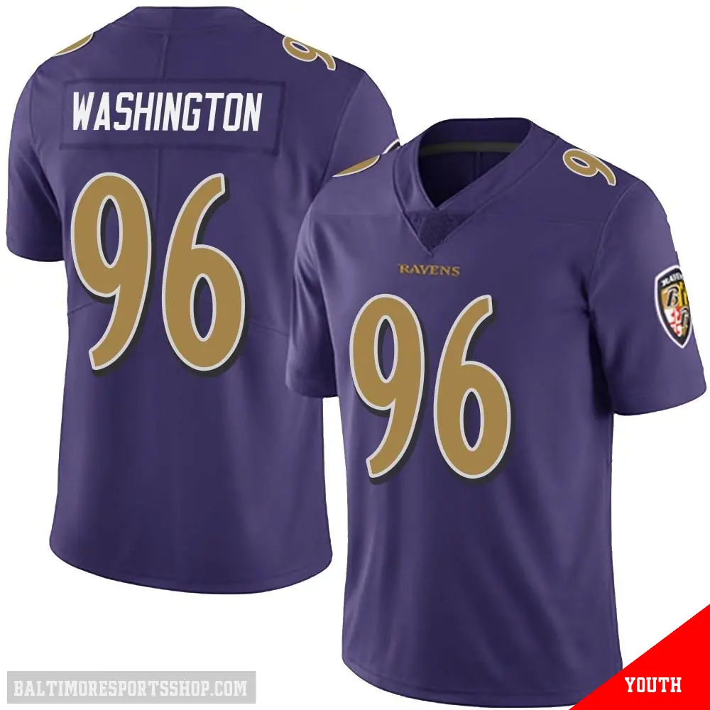 ＃96 Youth Broderick Washington Purple Limited Baltimore Ravens Team Color Vapor Untouchable Jersey