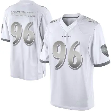 ＃96 Youth Broderick Washington White Limited Baltimore Ravens Platinum Jersey