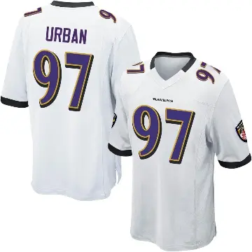 ＃97 Men's Brent Urban White Game Baltimore Ravens Jersey