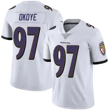 ＃97 Men's CJ Okoye White Limited Baltimore Ravens Vapor Untouchable Jersey