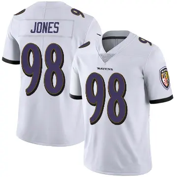 ＃98 Men's Travis Jones White Limited Baltimore Ravens Vapor Untouchable Jersey