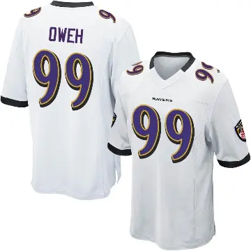 ＃99 Men's Odafe Oweh White Game Baltimore Ravens Jersey