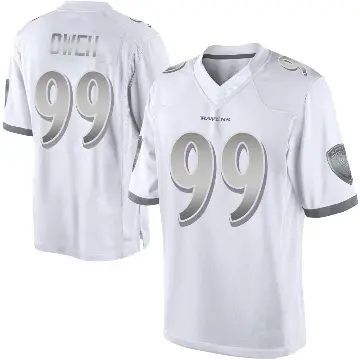 ＃99 Men's Odafe Oweh White Limited Baltimore Ravens Platinum Jersey