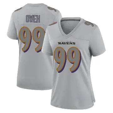 ＃99 Women's Odafe Oweh Gray Game Baltimore Ravens Atmosphere Fashion Jersey