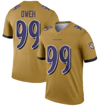 ＃99 Youth Odafe Oweh Gold Legend Baltimore Ravens Inverted Jersey