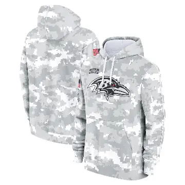 Men's Arctic Camo Baltimore Ravens 2024 Salute to Service Club Fleece Pullover Hoodie