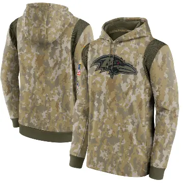 Men's Camo Baltimore Ravens 2021 Salute to Service Therma Performance Pullover Hoodie