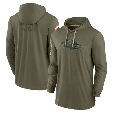 Men's Olive Baltimore Ravens 2022 Salute to Service Tonal Pullover Hoodie