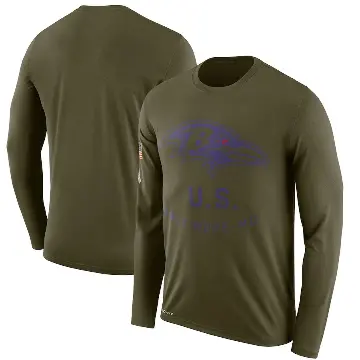 Men's Olive Legend Baltimore Ravens 2018 Salute to Service Sideline Performance Long Sleeve T-Shirt