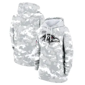 Women's Arctic Camo Baltimore Ravens 2024 Salute To Service Club Fleece Pullover Hoodie